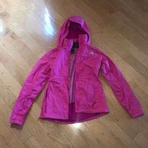 Pink north face rain jacket